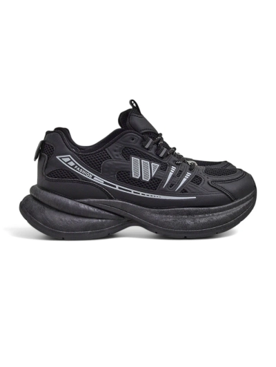 Chaussures de sport pour femmes Royalfashion Hypatia noires à talon plat de 5 cm