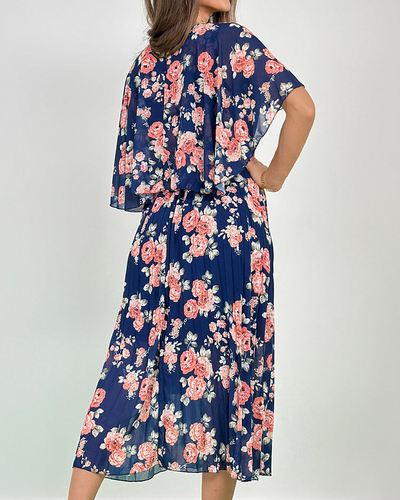 Royalfashion Robe midi florale plissée pour femme