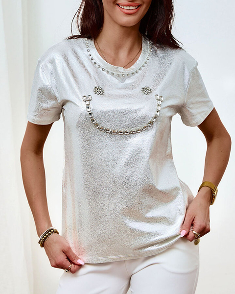 Royalfashion T-shirt femme avec zircons