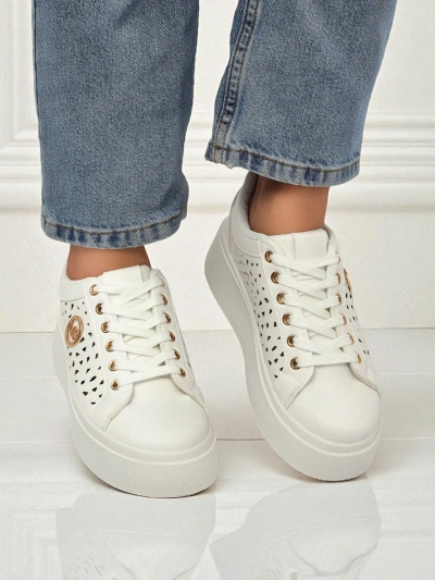 Aurelia Bianca – Sneakers Plateforme Blanches Royalfashion Écru