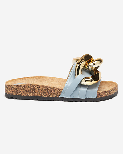 Chaussons bleus pour dames avec décoration Sofig- Footwear