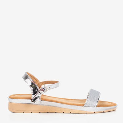 Sandales argentées pour femmes à talon bas Lisia - Chaussures