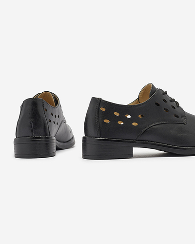 Demi-souliers en cuir écologique ajouré pour femmes en noir Selofso- Footwear