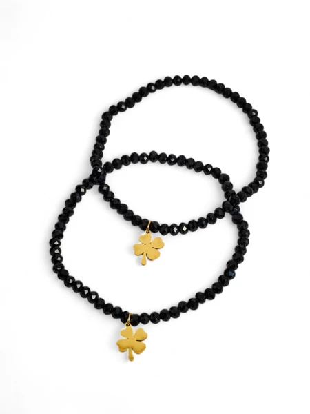 Royalfashion Deux Bracelets pour femmes avec pendentif trèfle