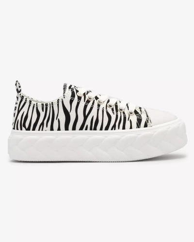 Royalfashion Baskets compensées noires et blanches pour femme Atredika