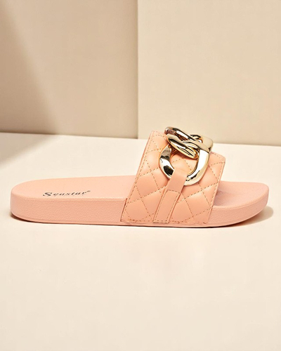 Sandales matelassées corail pour femme avec chaîne dorée Eteris - Footwear