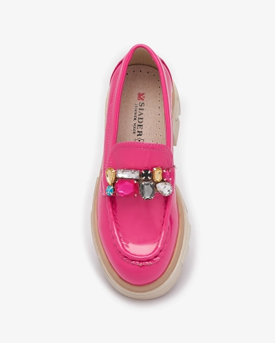 Mocassins fuchsia laqués avec pierres colorées Sarix - Chaussures