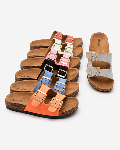 Claquettes pour femmes Letitia noires, en daim, talon plat, design italien