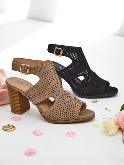 Royalfashion Sandales à talon bloc découpé pour femmes Abetle