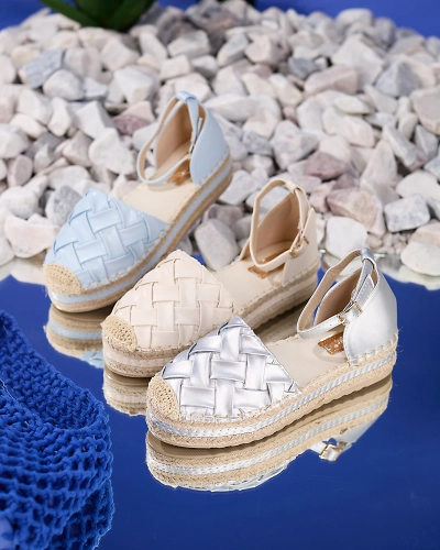 Royalfashion Espadrilles argentées pour femme avec motif tressé Cacod
